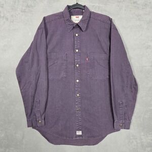 Vintage Levis Shirt Men Medium faded Purple Button Up Canvas metal buttons L/S